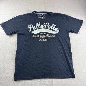 Pelle Pelle T-Shirt Mens XL Blue Short Sleeve Embroidered Hip Hop Y2K Skater 90s